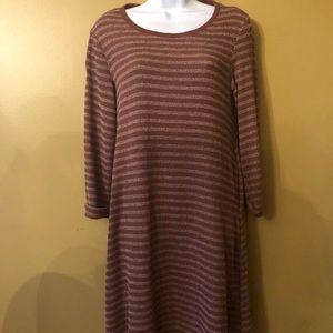 Simply Noelle Brown striped dress medium